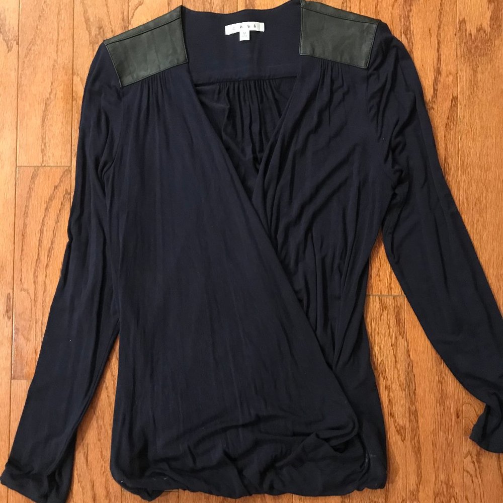 CAbi navy with black leatherette shoulders